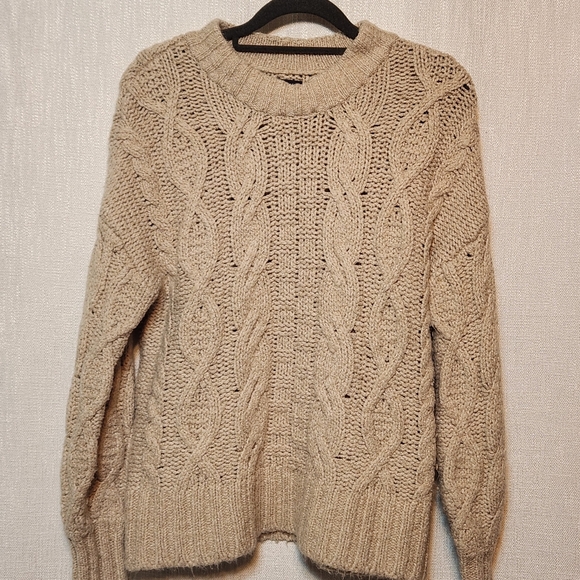 American Eagle Vintage Cotton Blend Knit Sweater Cream Small - Picture 6 of 8